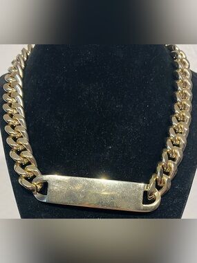 Vintage Y2K Gold-Tone Stainless Steel Chunky Curb Chain Necklace